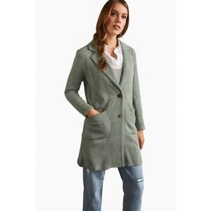 Anthropologie French Mauve Long Sweater Blazer Green Small NWT Officewear Boho